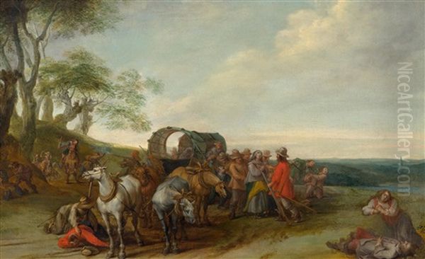 Flemish Landscape With Travellers Attacked By Robbers - view 1