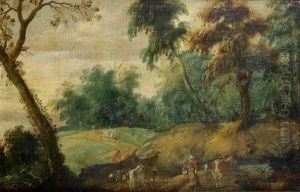 Drovers With Their Flocks On A Country Path; And An Extensive Pastoral Landscape With A Horseman And Other Figures (2)