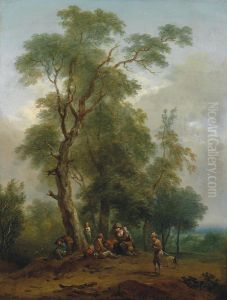 Two Wooded Landscapes With Figural Staffage