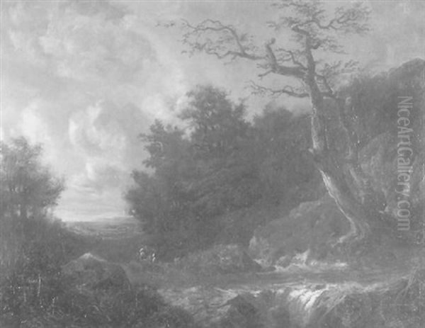 Landschaft Mit Wildbach Und Staffagefiguren - view 1