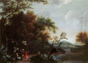 Peasants Returning From Market In A Wooded Landscape by Jan Snellinck III