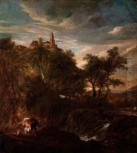Paesaggio Con Figure by Christian Hilfgott Brand