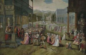 A Masked Ball In An Italianate Courtyard by Jan Snellinck the Elder