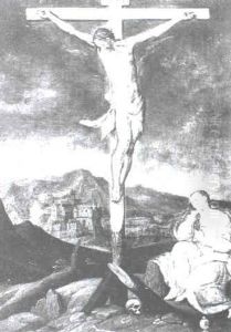 The Crucified Christ With The Mary Magdelen At The Foot Of The Cross by Jan Snellinck the Elder