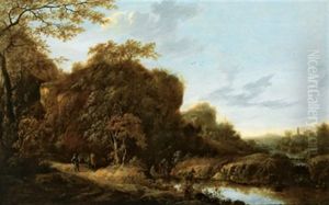 Weite Landschaft Mit Einem Flus Und Der Taufe Des Eunuchen