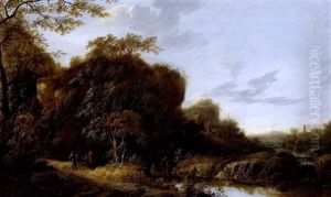Bewaldete Flusslandschaft Mit Der Taufe Des Eunuchen