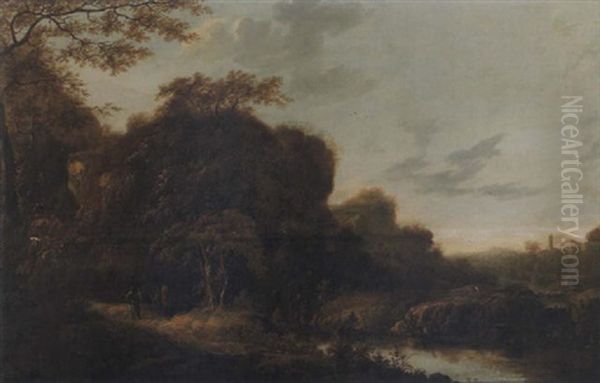 Landskap Med Figurer Och Byggnad - view 1
