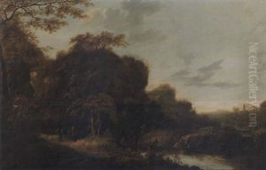 Landskap Med Figurer Och Byggnad by Cornelis Snellinck