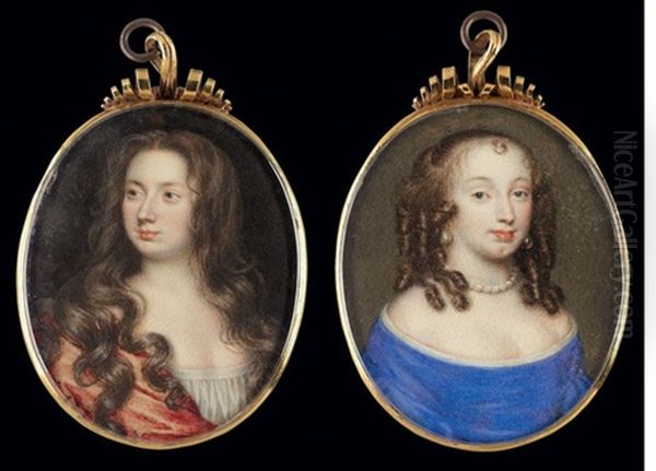 Portrait Of A Lady, Her Brown Hair Dressed In Ringlets, Wearing A Blue Gown And White Chemise And Pearl Jewelry (+ Portrait Of A Lady, Her Brown Hair Cascading Over Her Shoulders, Verso) - view 1