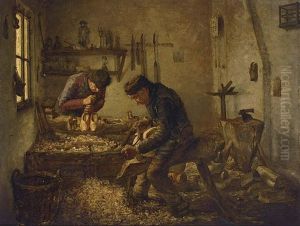 Clog Makers At Work by Jozef van Snick