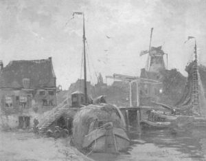 Abendstimmung In Einem Niederlandischen Grachthafen by Chris Snijders