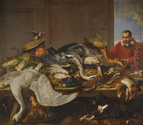 Still Life With Dead Game, Including A Swan, Herons, An Eagle And A Hare - view 1