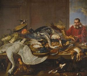 Still Life With Dead Game, Including A Swan, Herons, An Eagle And A Hare by Frans Snijders
