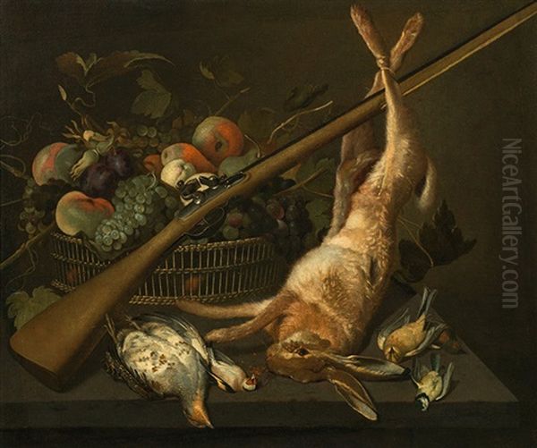 Hunting Piece With Fruit Basket - view 1