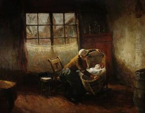 Mother And Child In An Interior by Jacques (Jacob Cornelis) Snoeck