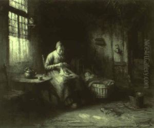 Watching Over Baby by Jacques (Jacob Cornelis) Snoeck