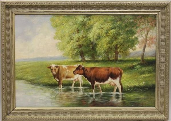 Cows In A Stream - view 1