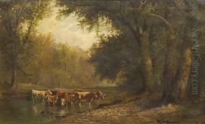 Cattle In The Stream by William Mckendree Snyder