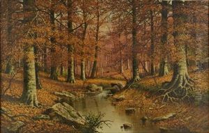 Autumn Landscape With Stream by William Mckendree Snyder