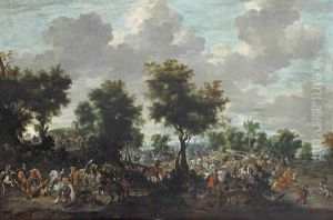 An Extensive Wooded Landscape With Battling Soldiers; Possibly The Battle Of Lekkerbeetje At Vught An Extensive Wooded Landscape With Battling Soldiers; Possibly The Battle Of Lekkerbeetje At Vught