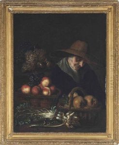 A Fruit Seller Asleep By Her Wares by Peter (Petrus) Snyers
