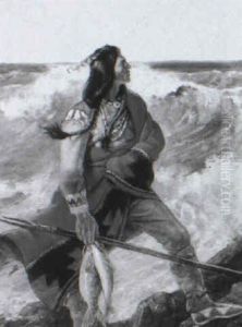 Indian Spearfisherman At Water's Edge by William F. Soare