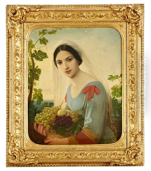 Ung Italienska Med Fruktkorg I Famnen - view 1