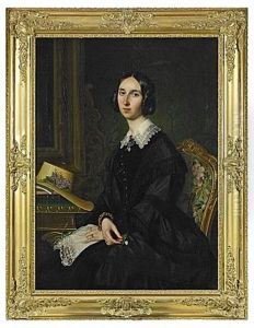 Portratt Av Friherrinnan Maria Helena Arfwedson, Gift Cederstrom, Sittande I Interior Ikladd Vinrod Klanning Och Svart Mantel Portratt Av Friherrinnan Maria Helena Arfwedson, Gift Cederstrom, Sittande I Interior Ikladd Vinrod Klanning Och Svart Mantel