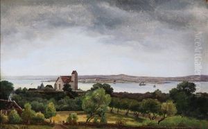 Danish Fiord Landscape With A Church by Frederik Hansen Sodring