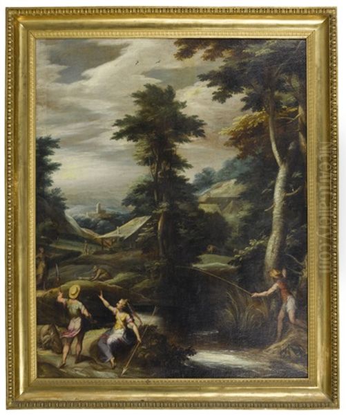 Diana And Actaeon In A Wooded Landscape, With A Hunter And A Fisherman - view 1