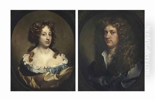 Portrait Of A Lady, Traditionally Identified As Rebecca, Lady Williamson In A Blue Dress And Golden Wrap (+ Portrait Of A Gentleman, Traditionally Identified As Sir Robert Williamson, Pair) - view 1