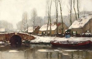 Winterse Boerderijen Aan Een Vaart by Louis Willem Van Soest