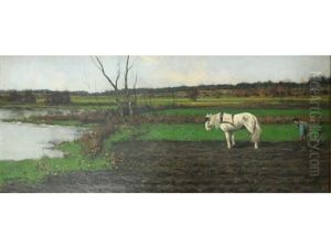 Ploughing The Meadow by Louis Willem Van Soest