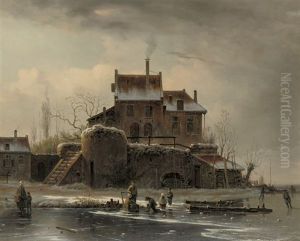 A Winter's Day On The Ice Near A Mansion A Winter's Day On The Ice Near A Mansion