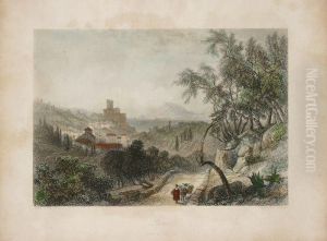 "lerici Gulf Of Spezzia", Incisione Acquerellata, Da Dis. Di G.bernard, Edimburgo, Blackie, Xix Secolo, Mm. 225x290, In Cornice Dilegno Con Filetto Dorato by Robert Brandard