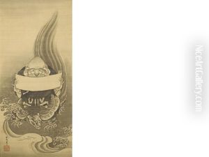 Fukurokuju Riding A Minogame Through Waves by Shohaku Soga