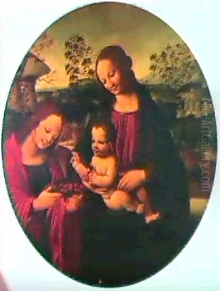 Madonna And Child With A Female Saint Presenting Them With Fruit - view 1