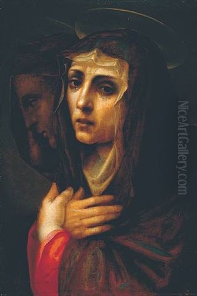 Madonna And Child With A Female Saint Presenting Them With Fruit - view 1
