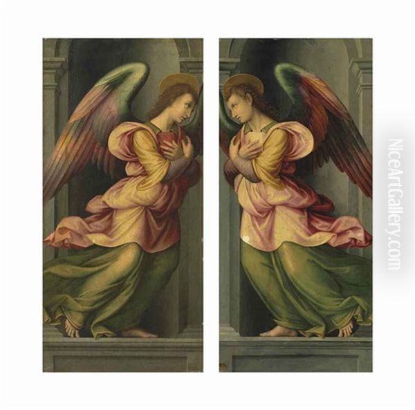An Angel Facing Right In A Niche; An Angel Facing Left In A Niche (pair) - view 1
