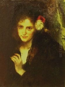 Brustbild Einer Jungen Dame Mit Schwarzem Schleier Und Blumen Im Haar by August Wilhelm Sohn