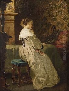 Junge Frau Am Fenster by August Wilhelm Sohn