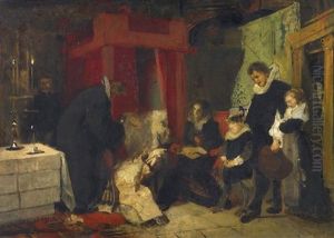 Studie. Abendmahl Das Einer Sterbenden Gereicht Wird by August Wilhelm Sohn