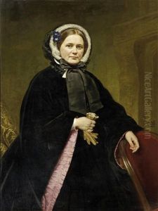 Portrat Einer Dame In Dunler Robe by Carl Ferdinand Sohn