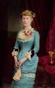 Portrait Einer Jungen Dame Mit Facher by Karl Wilhelm Soehn