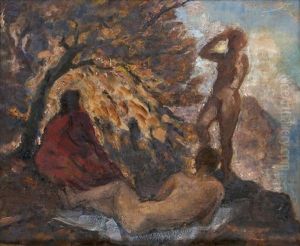 Drei Figuren In Der Landschaft by Otto Sohn-Rethel