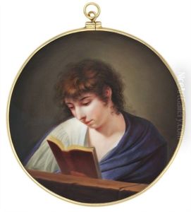 A Boy, In Open White Shirt, Purple Cloak, Reading A Book