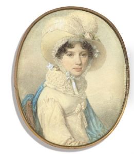 A Lady Of The Danzas Family, Seated In White Dress Tied With A Bow At Corsage