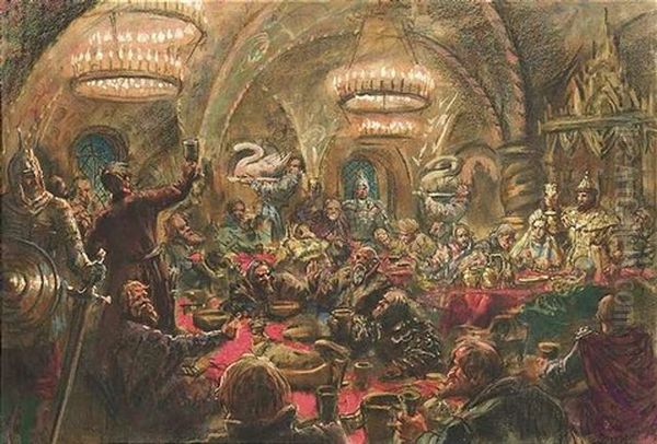 Festliches Gastmahl In Einem Gewolbesaal - view 1