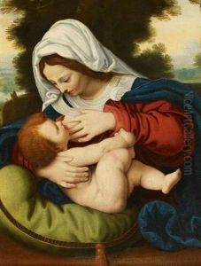 Madonna Mit Dem Grunen Kissen by Andrea Solario