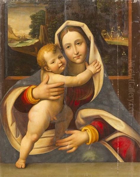 Madonna And Child With Travelers In A Landscape - view 1